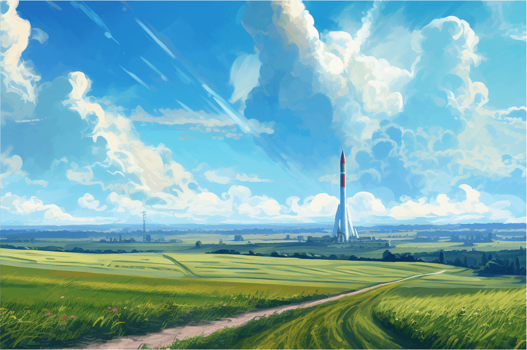 A rocket sitting on the launch pad